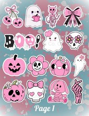 Pink Halloween Sticker Set – 25 Piece