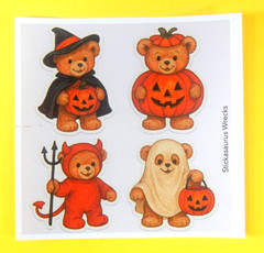 Halloween Teddy Bears Sticker Sheet Style 2