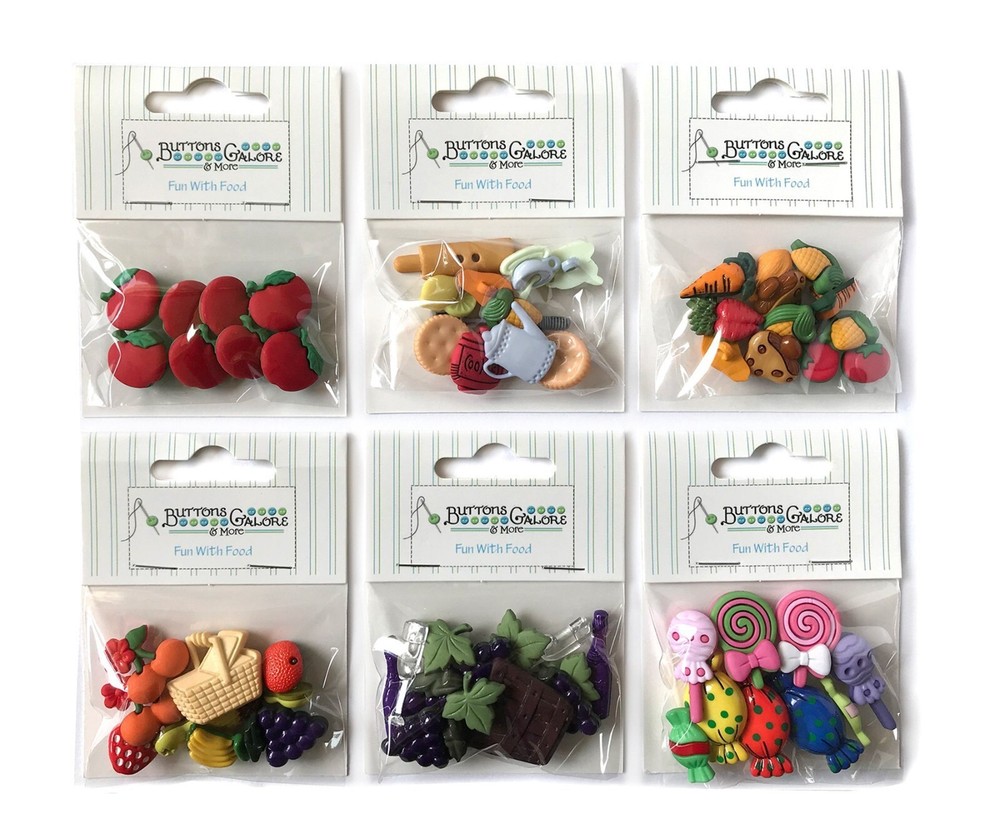 Buttons Galore 50+ Assorted FOOD Theme Buttons Set for Sewing & Crafts