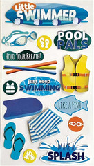 Die-Cut Dimensional & Glitter Accent Scrapbook Sticker Sheet – Little Swimmer