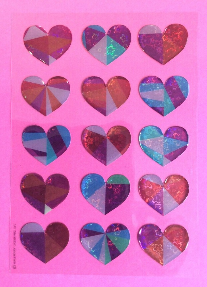 HALLMARK Valentine’s Day Clear Puffy Sticker Sheet Holographic Hearts Love Cute