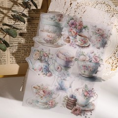 26 pcs Tea Cup Translucent Vellum Matte Surface Paper Sticker Scrapbook Craft