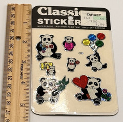Vtg Panda Bear Prism Sticker Sheet 1980 Classic Stickers Hearts 80’s Love