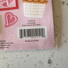 K & Company Embossed Multicolor Love Food & Drink Cupcake Stickers 151512