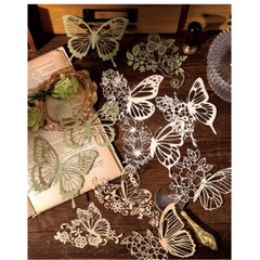 Vintage Flowers Butterfly Cutout Lace Scrapbook Paper Bullet Journaling Supplies