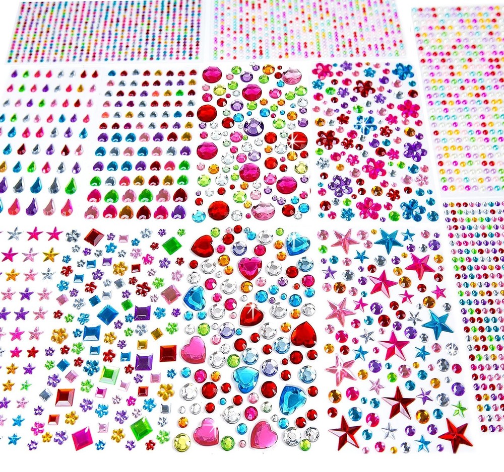 3228pcs Gems Stickers, Self Adhesive Rhinestone Jewel Stickers, Acrylic Gems DIY