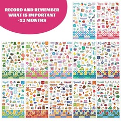 Calendar Stickers, 14 Sheets Seasonal Events, 1,200+ Planner Labels, Green