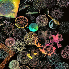 Gold Holographic Stickers, 90Pcs Magic Constellat Astronomy Stickers for Scrapb