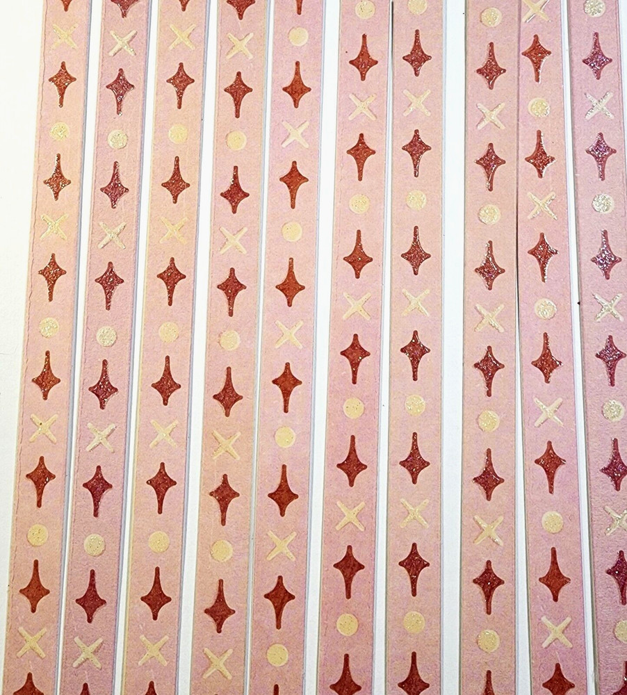 Retro Stars Cross Dots Glitter Accent K&Company Cardstock 10 Pcs 6″ x 3/8″