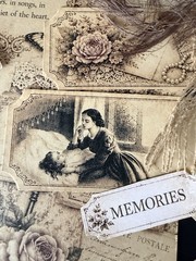 Romantic Motherhood Vintage Book Pages Ephemera Junk Journal Kit 80+ Pieces