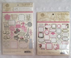 ANNA GRIFFIN «CAMILLA COLLECTION» Embellish & Tags Lot/2 Sets 49 Pcs New (PA30)
