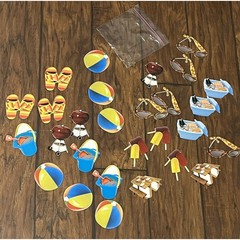 Scrapbooking Sticker Lot Summer Beach Vacation Picnic Travel Car Planes Die Cuts