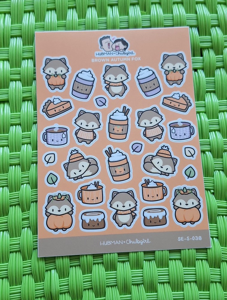 Hubman and Chubgirl Large Sticker Sheet – Brown Autumn Fox