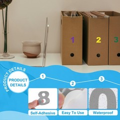 3″ Reflective Number Stickers 0-9, 2Set Mailbox Number Decals, Grey