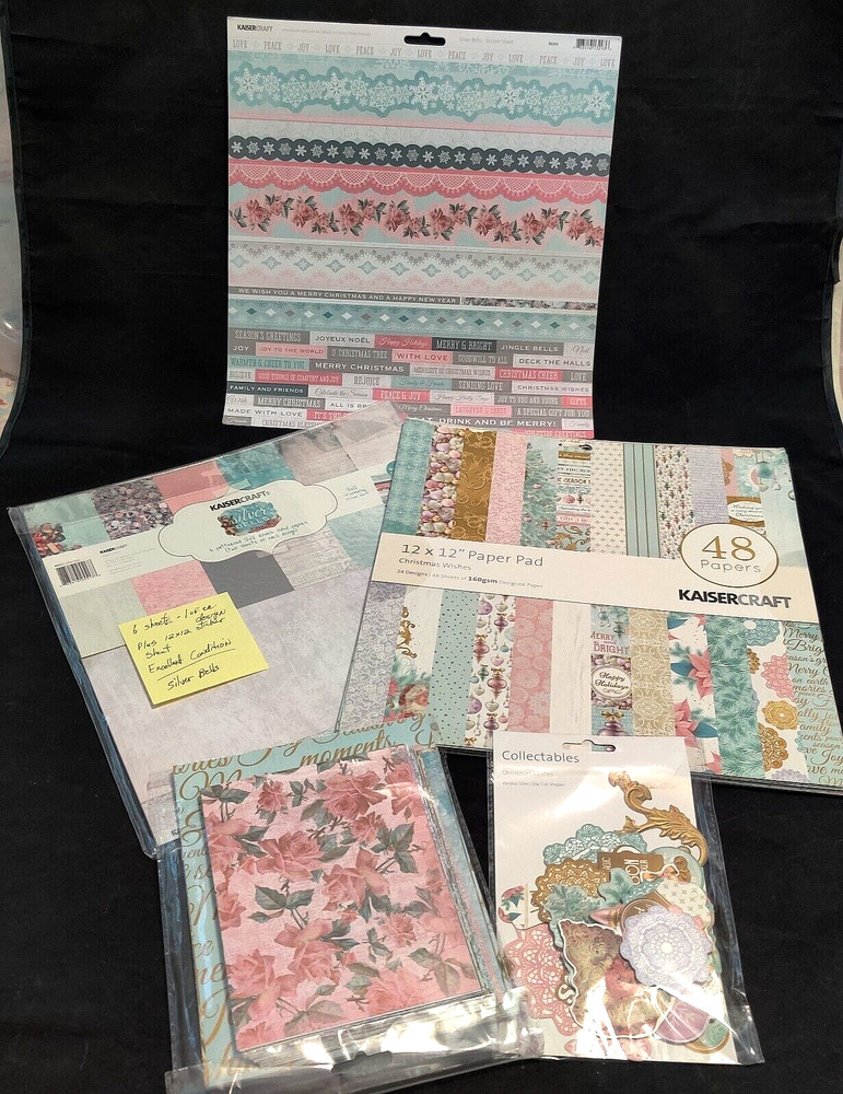 Kaiser Crafts SILVER BELLS & CHRISTMAS WISHES 12 x 12 Papers Ephemera Stickers