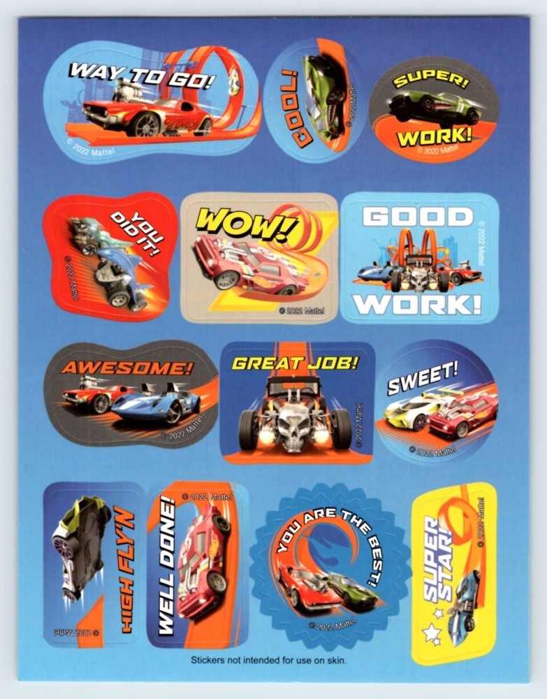 Reward Stickers HOT WHEELS CARS 1 Sticker Sheet Scrapbooking Bendon SD22