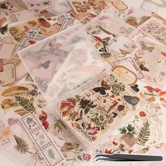 200Pcs Vintage Scrapbook Stickers, Aesthetic Junk Journal Stamping Multicolor