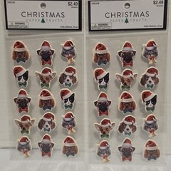 Christmas Paper Crafts Stickers- Christmas Dogs Puppy & Cats Kitten lot Of 4