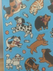 American Greetings Fuzzy Flocked Animal Dog Cat Stickers Forget Me Not USA Made
