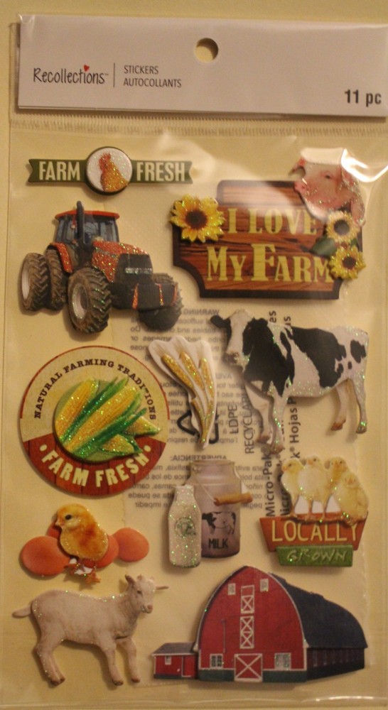 New Recollections scrapbook stickers FARMING dairy cow goat barn tractor wheat