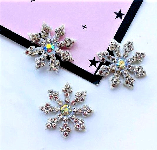 Scrapbooking 25 Sparkly Material Snowflakes with Rhinestones Christmas Crafts