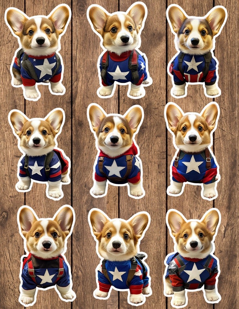 Super Hero Puppy Die Cut Vinyl Stickers Set Scrapbooking Laptop Waterbottle