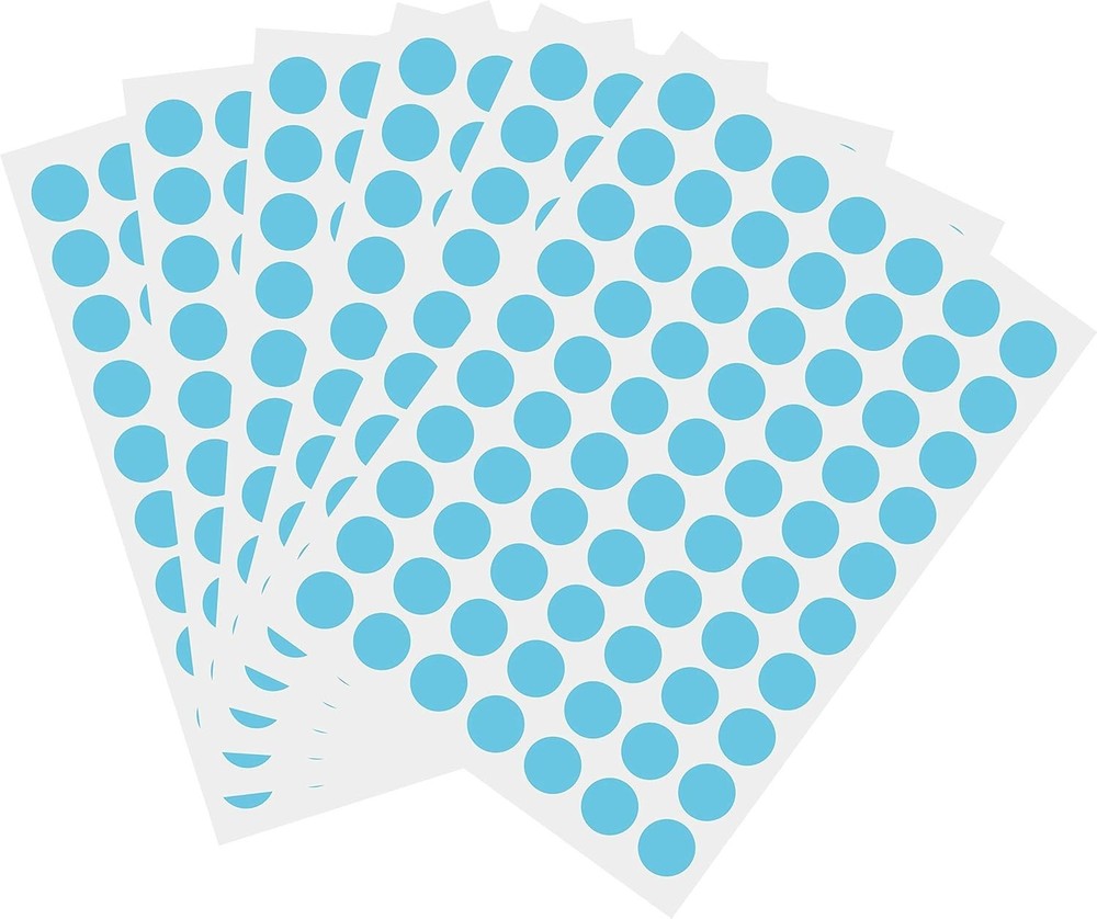 Quality 3/4 Inch Light Blue Dot Stickers – 1050 Count for Versatile Use