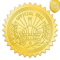 Award Certificate Seals, Gold Foil Embossed Official Seal of Excellence