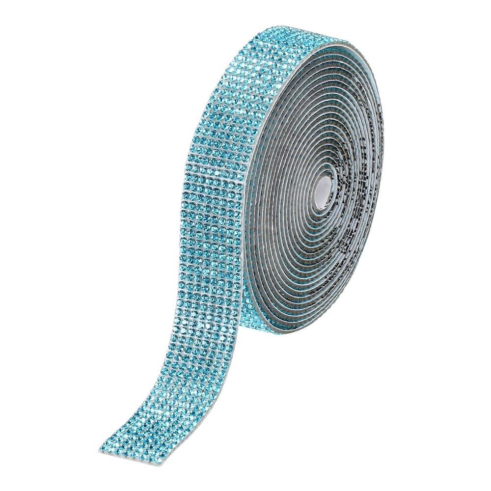 0.7 Inch Self Adhesive Rhinestone Strips 3 Yard for Crafts,Lake Blue