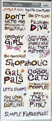 Creative Imaginations Couture Phrases Die Cut Stickers Shopaholic 2006 12″