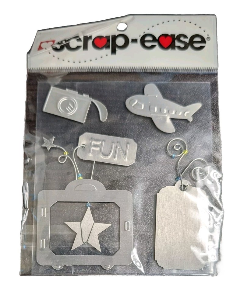 Scrap-Ease 3D Metal Collection Scrapbook Stickers Fun Airplane Camera TV
