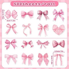 500pcs/roll Pink Bow Seal Stickers, Cute Gift Box Blessing Stickers, Packaging D