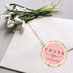 500 Thank You for Your Order Stickers, Chic Pink Thank You Stickers for Small Bu