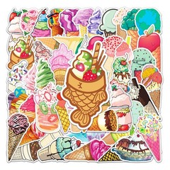 50 Pcs Sweet Ice Cream Stickers, 1.96-3.15inch Cool Cartoon Decorative Sticke…