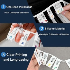 88-Key Colorful Piano Sticker Set for Beginners with Lighted Keys
