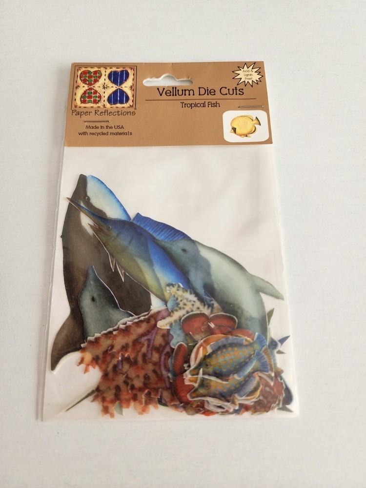 Paper Reflections 31 Vellum Die Cuts “Tropical Fish” Ocean Beach Retired New #23