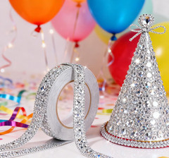2 Pack 1Cm/0.39In Self Adhesive Crystal Tape, 1 Yard Each Rhinestone Ribbon Wrap