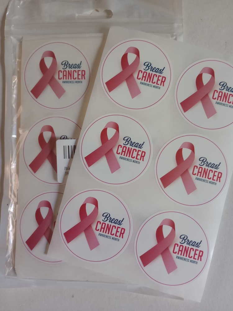 Breast Cancer Awareness Month Stickers (300) Pink Ribbon 2″ Round