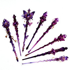 Purple Fantasy Magic Wand Scepter Stickers Fairy Junk Journal Collage Scrapbook