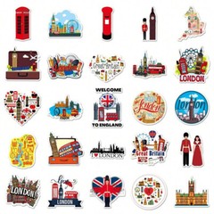 50 pcs England British London Life Style Stickers Decal Vinyl Weatherproof kids