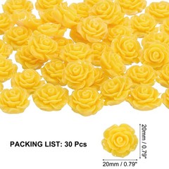 20mm Rose Flower Resin Cabochon, 30 Pcs Mini Rose Flower Resin, Lemon Yellow