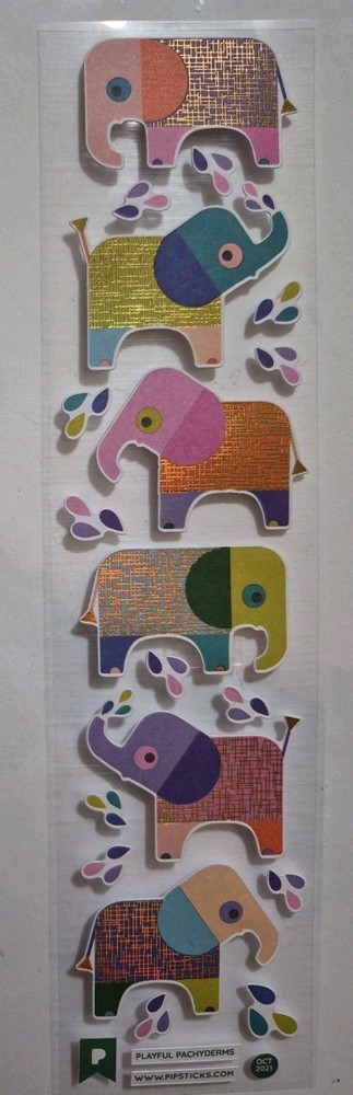 Pipstick Sticker Sheet Called «Playful Pachyderms» Oct 2021