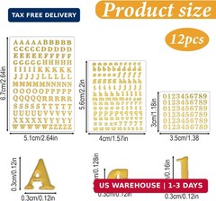 12 Sheets Small Letter Stickers, 3 Sizes Mini Alphabet Number Stickers 3D