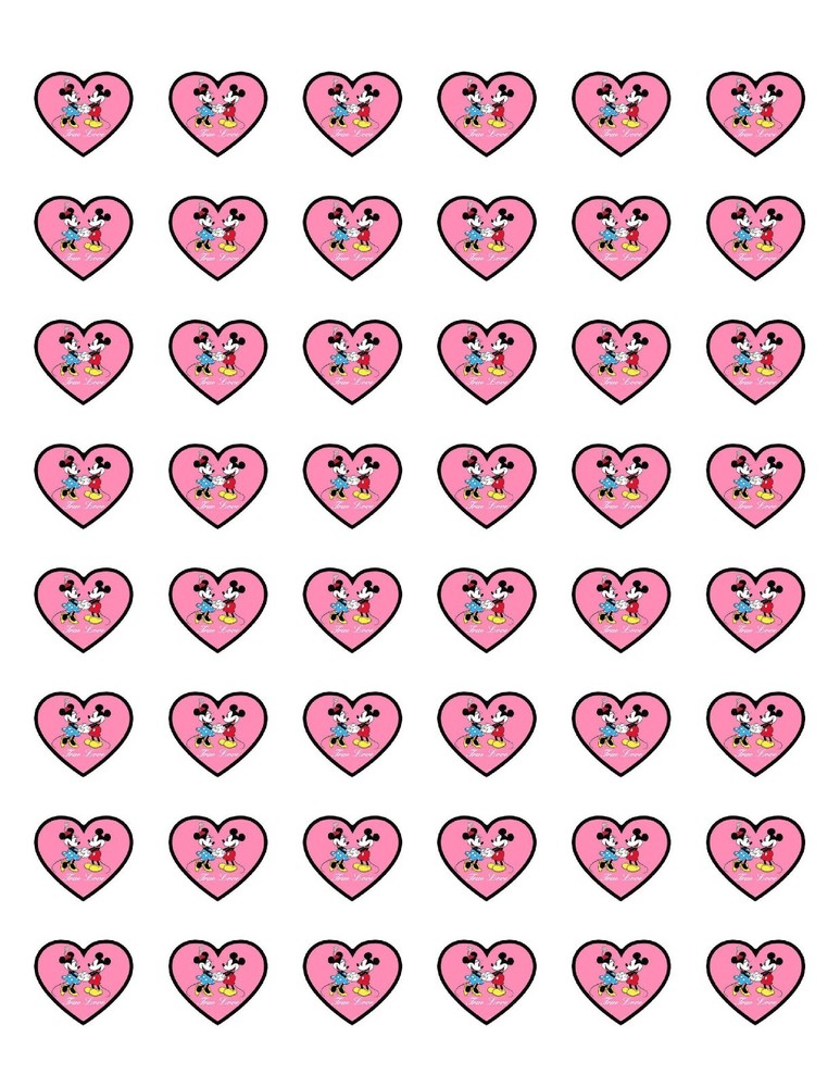 48 MICKEY MOUSE MINNIE MOUSE HEART ENVELOPE SEALS LABELS STICKERS 1.2″ ROUND