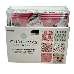 Christmas Paper Crafts Set Pink Holiday Scrapbook Holiday Packs Cards Washi Tape