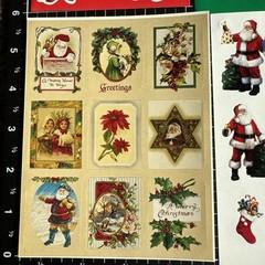 Vintage Sticker Lot Christmas Santa 6 Sheets AGC, Gibson, Hallmark, etc lot 2