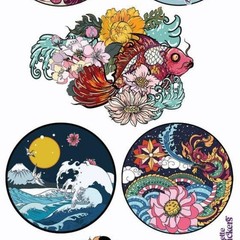 Violette Stickers – Japanese Flowers – 2 Floral Art Sticker Sheets – Scrapbooks