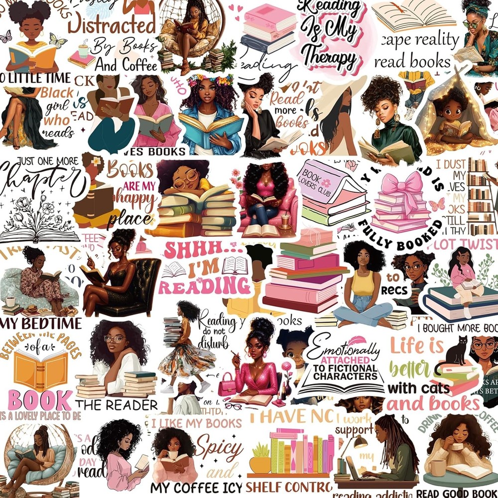 Black Women Stickers for Women – 100 Pcs Reading Inspirational Water Bottle Stic
