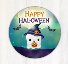 60 Happy Halloween Ghost Labels Stickers – Envelope Seals Treat Bag Labels 1.5”
