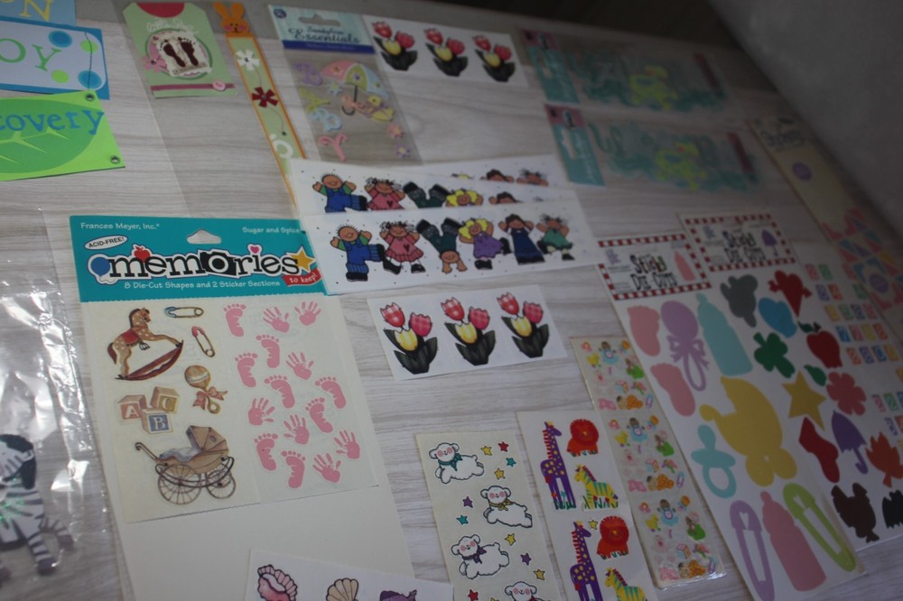 Frances Meyers provo craft & JoLees Stickers new baby lot animals die cut pastel